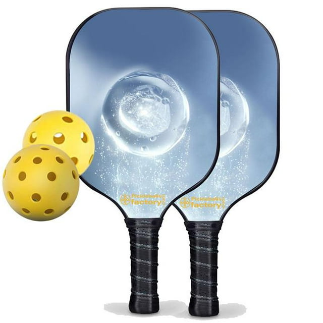Pickleball Factory PB00012-2-G Pickleball Paddle Set - Crystal Clear Pickleball Paddles, Best Pickleball Set for Beginners, Glassfiber Graphite
