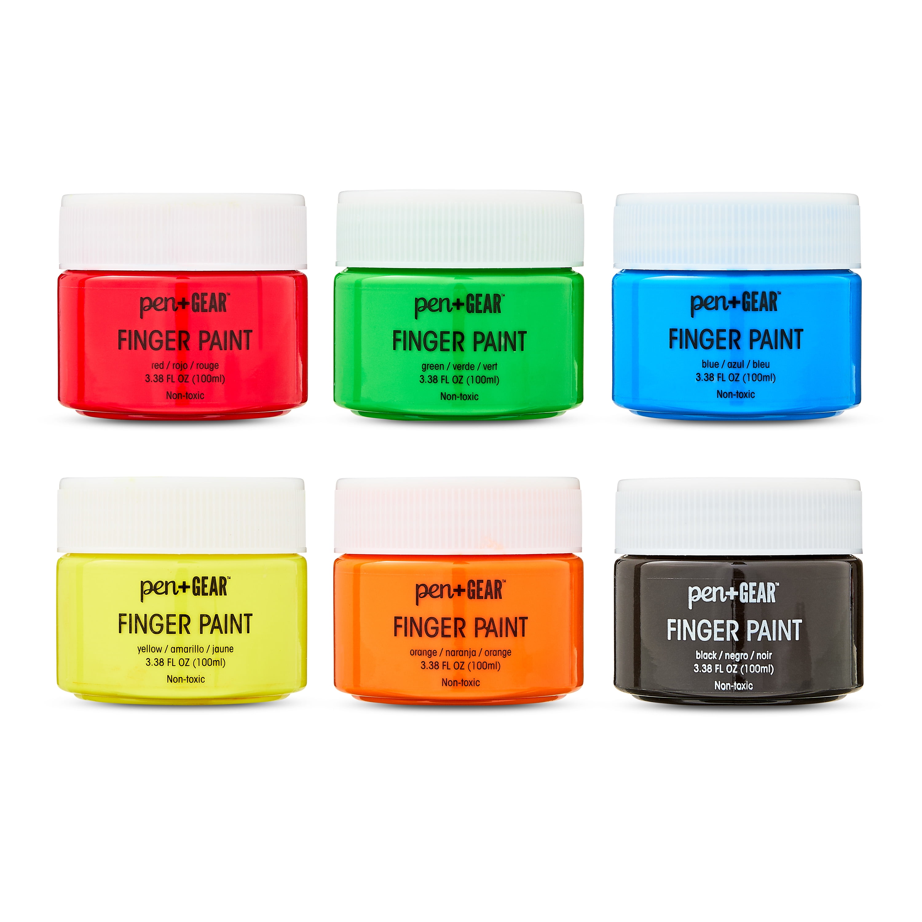 (2 pack) Pen+Gear Assorted Color Washable Finger Paints, 3.38 fl oz, 6 Count