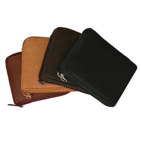 - Mens Leather Wallet Pockets Money Purse Credit Card Clutch Bifold Zipper 1456 CF (C)