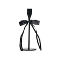 thumbnail image 2 of Black Metal Taper Candle Holder with Satin Bow - Gothic Halloween Table Centerpiece, Fall Harvest Indoor Display for Mantel, Home & Holiday Decor, 2 of 5
