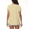 thumbnail image 2 of TSADFHJI Chandails en Molleton Femmes Blouse Décontractée Unie Jacquard Creux Manches Courtes S Jaune, 2 of 6