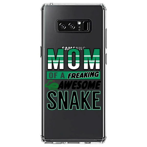 DistinctInk Clear Shockproof Hybrid Case for Samsung Galaxy Note 8 - TPU Bumper Acrylic Back Tempered Glass Screen Protector - Mom of a Freaking Awesome Snake