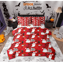 Feelyou Teen Trick or Treat Twin Bedding Sets 7-Piece, Halloween Spider Web Bedding Comforter Set, Horror Ghost Pumpkin Reversible Sheet Sets, Luxury Bedroom Decor