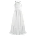 thumbnail image 2 of inhzoy Kids Girls Chiffon Flower Girls Dress Sequins Halter Neck Bridesmaid Wedding Evening Party Gowns Maxi Formal Dress Ivory 12, 2 of 7