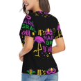 thumbnail image 2 of Goofa Mardi Gras with Flamingo Pattern Women's Slim-Fit Short-Sleeve V-Neck T-Shirt,Classic-Fit Short-Sleeve V-Neck T-Shirt-Large, 2 of 5