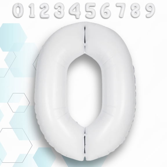White Number 0 Foil Balloon 32 inch - Helium or Air Fill Mylar Metallic Numeral Balloons for Birthday Party, Anniversary, Graduation Decorations