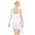 thumbnail image 2 of Lejafay Women Lyrical Dance Costume Single Sleeve Ballet Dance Leotard White XS, 2 of 7