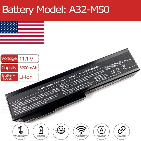 A32-M50 Battery for Asus N61JQ-JX058V G60VX-JX003C N53SV-SX581V G60VX-JX006K N53J N61JQJX017V G51VX-A1 AA32-N61 M50VM-B5 G50VT-X8 N53JF-A1 N61JQ-JX017V 07G016C71875 07G016WC1865 M50SV-AS030G B43J