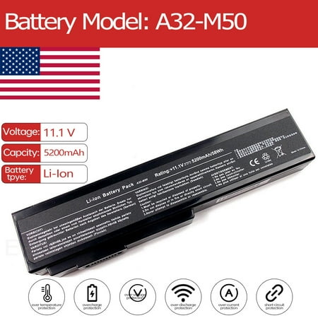 A32-M50 Battery for Asus N53SV-SX120V G51JX-SZ041V G51JX-SZ050V G51JX-SZ152X X5MF N53SV-SX138V G51JX-IX305V G51JX-SX232V G51JX-SX314V X5MD N53SV-SX068V G51JX-SZ216V G60VX-RBBX05 N53SV-SX019V X5MS