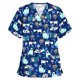 thumbnail image 1 of Puntoco Blusa de manga corta con cuello en V para mujer, uniforme de trabajo, blusa de Acción de Gracias de Navidad Puntoco Puntoco-5345, 1 of 3