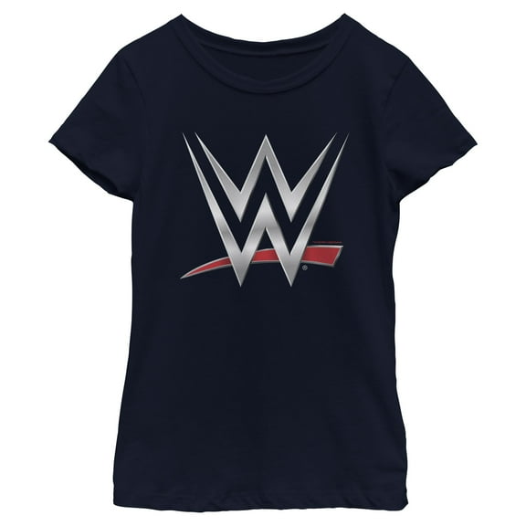 Girl's WWE Chrome Logo Graphic Tee Black X Small