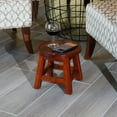 thumbnail image 2 of Wooden Step Stool, Round Mini Side Table, Carved with Queen Bee Pattern, Indoor Foot Stool for Kitchen Living Room Bedroom Bathroom, No Assembly Needed, Cherry, 2 of 6