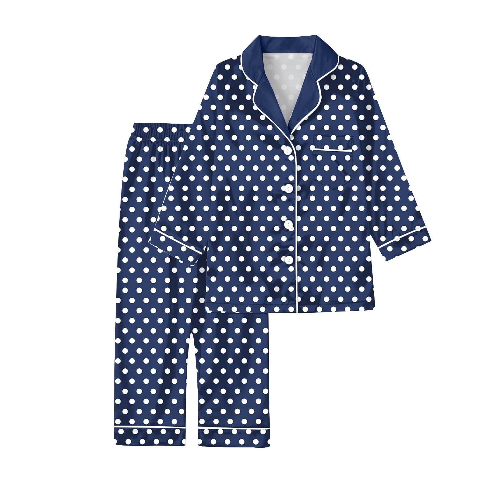 Holzkary Family Jammies Matching Holiday Christmas Pajama Sets Polka Dots Silky Satin Long Sleeve Button Down Sleepwear 2 Piece Lounge Pj Set Chest Pocket Travel and Gifting Purple 120