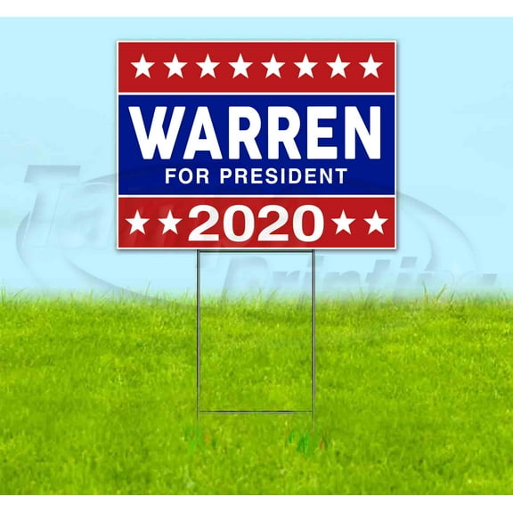 Warren For President 2020 (18" x 24") Yard Sign, Includes Metal Step Stake