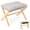 Light Gray, variant on Qunbio Bamboo Folding Footrest Stool with Thick Padded Cushion, Portable Ottoman for Living Room Bedroom Office, Light Gray