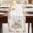 thumbnail image 3 of Table Runners 90 Inches Long Dress Scarves, Pink Floral Easter Farmhouse Coffee/Dining/Kitchen Table Runner for Living Room, Spring Flowers Grey Plaid Pastoral 13x90 Inch, 3 of 9