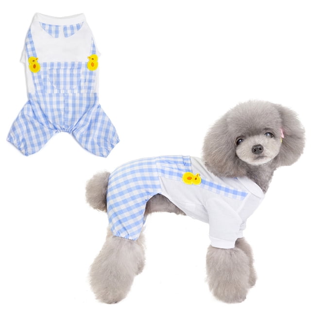 Conjuntos para perros pequeños, camisas de verano con pantalones a cuadros, ropa para gatos, adorables monos para mascotas de 4 patas (azul) M