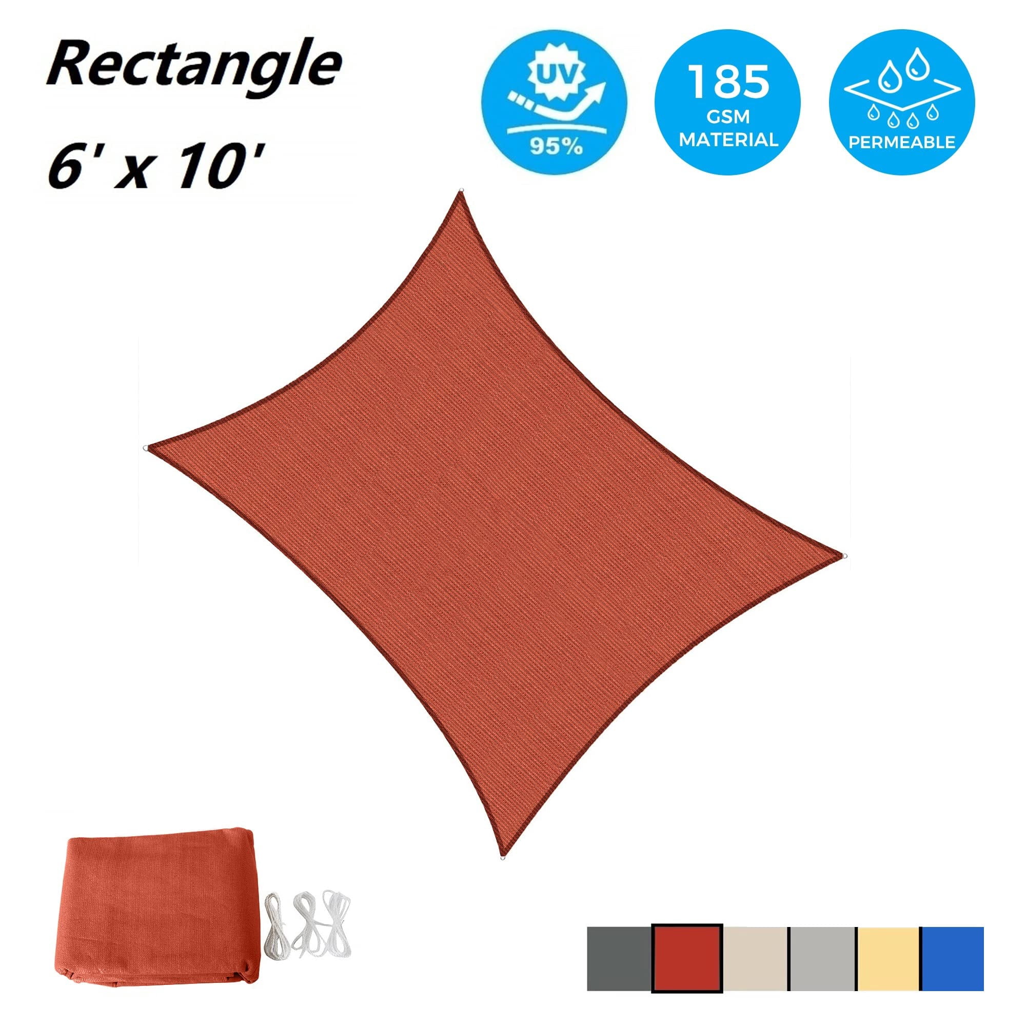Outdoor Shade Sails, 6' x 10' Sun Shade Sail UV Block Canopy for Patio Backyard Lawn Garden, Terra