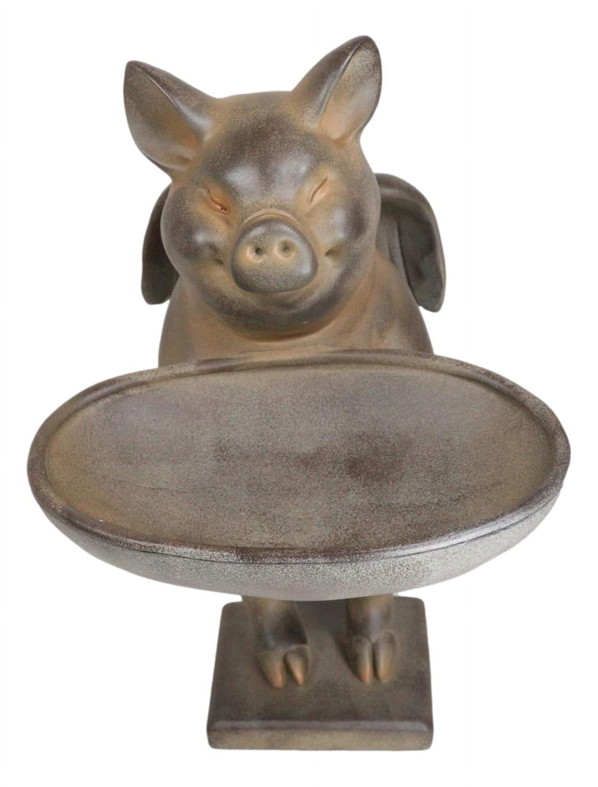 Rustic Country Angel Wings Pig Holding Trough Bird Feeder Or Bath Sculpture