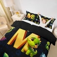 thumbnail image 2 of Erosebridal Kids Dinosaur Queen Duvet Cover Set for Boys Girls, Dino Letter M Bedding, Black Reversible 3 Pieces, 1 Duvet Cover and 2 Pillowcases (No Comforter), 2 of 6