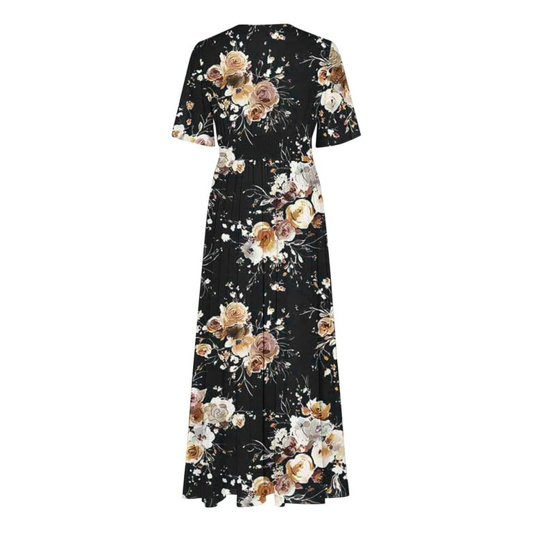 Drses 2025 Plus Size Wedding Guest Maxi Dress - V Neck 3/4  Sleeve Empire Waist Floral | Beach to Church Curvy Women's Formal & Casual  - Walmart.com