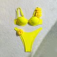thumbnail image 2 of UTSJKR Deals Women's 2 Piece Swimsuits 3D Floral Appliques Sleeveless Underwire Low Rise High Cut Bikini Sets Vacation Beach Bathing Suits Yellow S, 2 of 7
