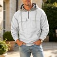 thumbnail image 4 of Sweatshirts for Men Hooded Quarter Zip Loose Pullover Winter Casual Patchwork Long Sleeve Sweatshirt with Pockets Daily Casual Athletic Wear, 4 of 7