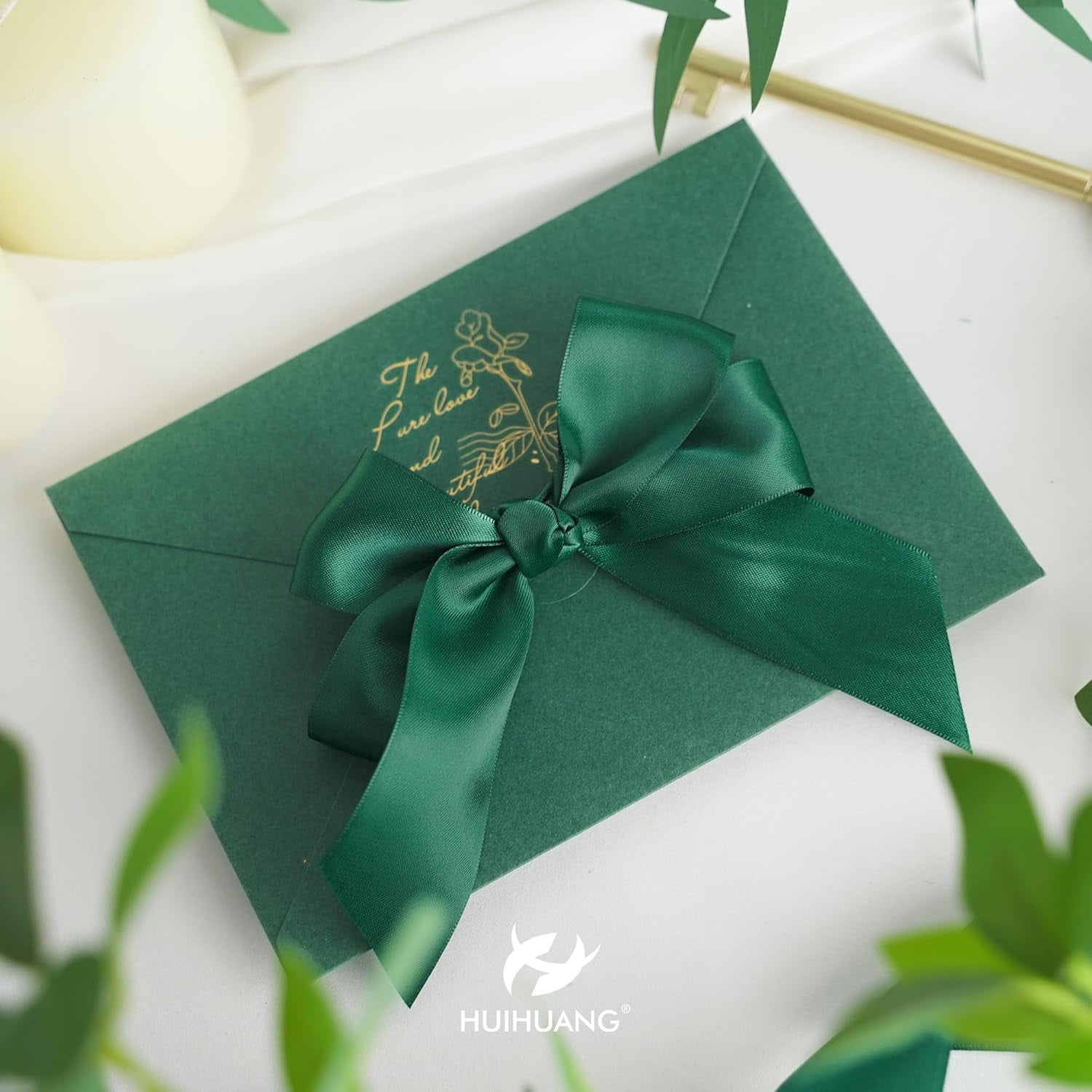1-1/2 inch Hunter Green Ribbon Double-Faced Satin Ribbon 50 Yards Dark Green Ribbon for Crafts, Gift Wrapping, Flower Bouquet Wrap, Invitations, Holiday Decor, Bows Making
