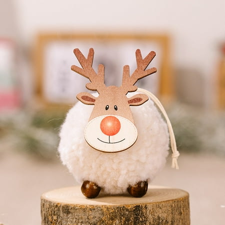 

QIFEI Christmas Decoration Supplies Lamb Pompom Elk Atmosphere Christmas Tree Pendant