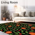 thumbnail image 2 of ODIKA 8'x10' Machine Washable Non-Slip Area Rug, Holly Sprig and Pinecone Festive Botanical Motif High Traffic Rug with Pad, Black, 623666, 2 of 8