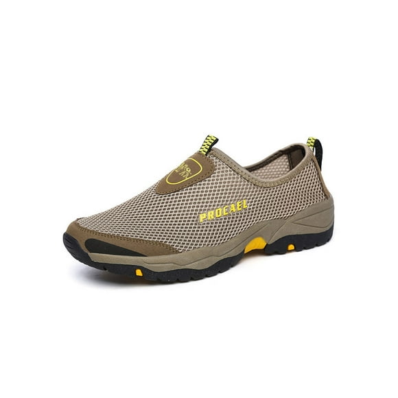 Woobling Mens Sneakers Mesh Shoes Slip On Sport Shoe Comfortable Athletic Sneaker Men Lightweight Breathable khaki 7