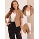 thumbnail image 2 of Cárdigan informal con cuello chal y parte delantera abierta para mujer, chaqueta de traje de oficina de trabajo de manga corta Marrón XS, 2 of 5