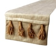 thumbnail image 1 of The HomeCentric Decorative Table Runner 14'' x 36'' Suede with Foil & Tassels - Kayla, Gold, Solid Color Pattern, 1 of 4