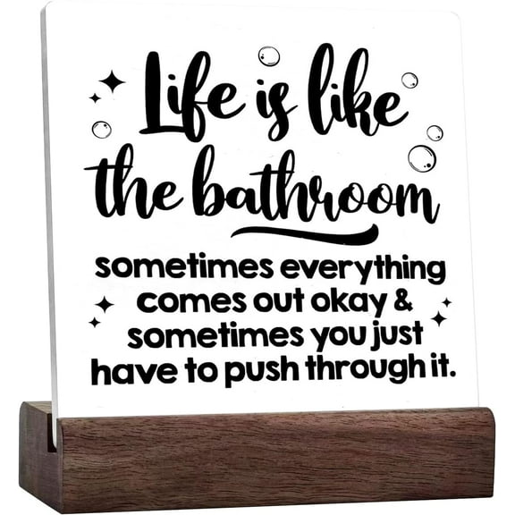 Life Is Like The Bathroom Ceramic Table Sign Desk Decor,Rustic Ceramic Plaque Sign Desk Decor For Home Office Bathroom Restroom Toilet Washroom Shelf Table Decor Decorations