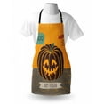 thumbnail image 4 of Halloween Apron, Creepy Pumpkin Says Boo in a Speech Bubbles Grunge Design Print, Unisex Kitchen Bib with Adjustable Neck for Cooking Gardening, Adult Size, Orange Grey and Dark Mauve, by Ambesonne, 4 of 4