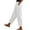 White #815, variant on Bovemsi Casual Pants for Women Cotton And Linen Elastic Waistband High Pocket Side Buttons Nine Point Loose Straight Leg for Travel