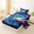 thumbnail image 2 of Manfei Dreamy Spiral Galaxy Twin Sheets,Celestial Colorful Planets Bedding,Blue,3 Pieces,1 Flat Sheet,1 Fitted Sheet and 1 Pillowcase, 2 of 6