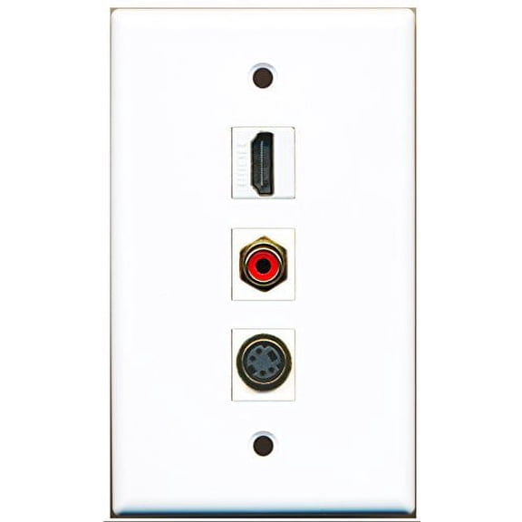 RiteAV - 1 Port HDMI and 1 Port RCA Red and 1 Port S-Video Wall Plate