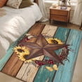 thumbnail image 4 of 3'x5' Rug for Living Room Bedroom, Country Star Vintage Washable Area Rugs Non-Slip Carpet Mats, Sunflower Farmhouse Teal Brown Western Berry Indoor Low Pile Area Rug Runner for Kitchen, Mudroom, 4 of 8