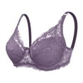 thumbnail image 4 of AWZXDE Women Plus Size Lace Bra Thin Cup Adjustable Comfort Underwire Bra For Support And Shaping Purple, 4 of 5