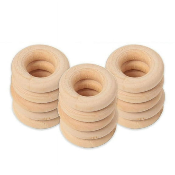 300 Pcs 25 mm/1 Inch Wooden Craft Ring Unfinished Wooden Rings Circle Wood Pendant Connectors for DIY Projects