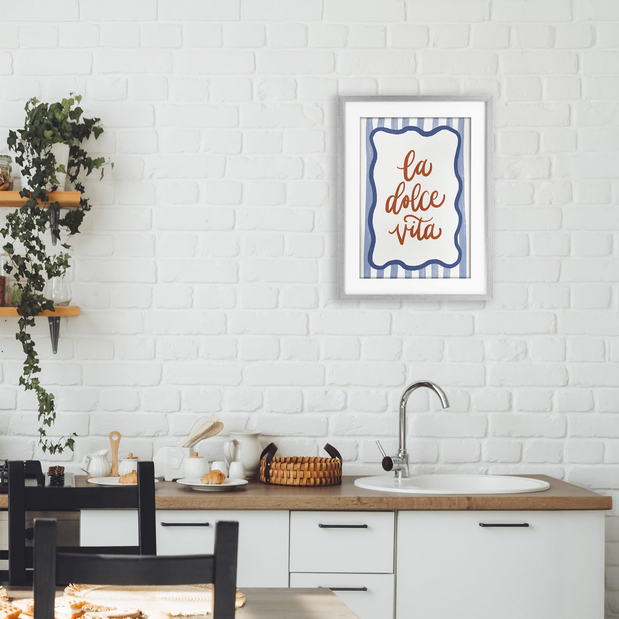 Stupell Industries Italian Kitchen Typography Gray Framed Print Under Glass, design by Amanda Houston