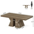 thumbnail image 5 of Tribesigns Wood Coffee Table, 47-Inch Rectangular Center Table with Thick Wooden Base, Farmhouse Wood-Look Cocktail Table for Living Room (Brown), 5 of 5
