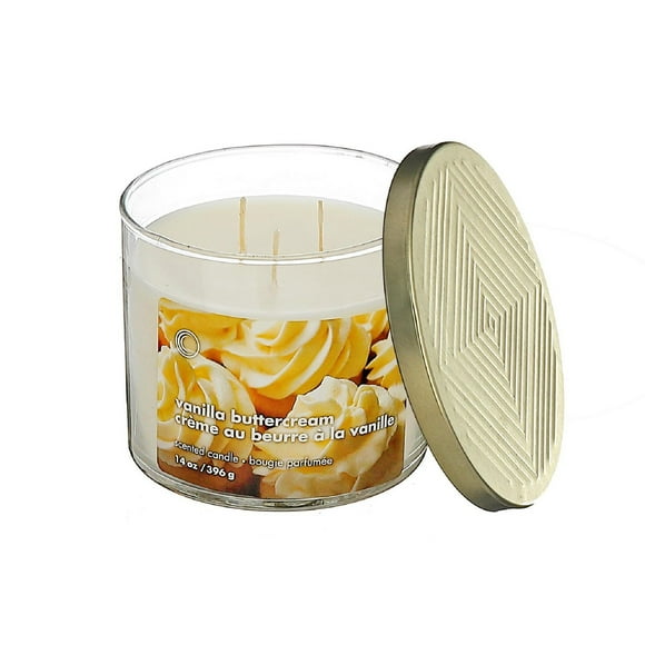 IH Casa Decor 14 Oz 3 Wick Jar Candle With Lid Vanilla Buttercream - Set of 2