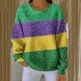 thumbnail image 4 of NuoCaiYun Mardi Gras Sweatshirt for Women Carnival Long Sleeve Pullover New Purple Yellow Green Tops, 4 of 6