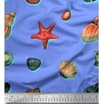 thumbnail image 1 of Soimoi Blue Poly Georgette Fabric Gemstone,Seashell & Starfish Ocean Print Sewing Fabric Yard 42 Inch Wide, 1 of 1