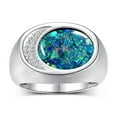thumbnail image 1 of RYLOS Men's Designer Ring: 14K White Gold with Mosaic Opal and Diamonds - Gold Rings for Men  Size 8, 1 of 6