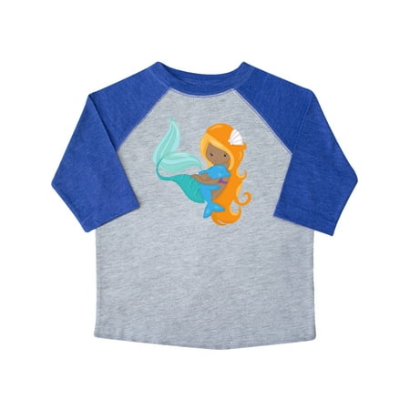 

Inktastic African American Mermaid With Orange Hair Dolphin Gift Toddler Toddler Girl T-Shirt
