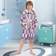 thumbnail image 5 of FORMRS Niños Bathrobe Unisex Hooded Robe Soft Plush Pajamas Sleepwear, Size 7-9T, Pink and Purple Plaid Pattern, 5 of 7
