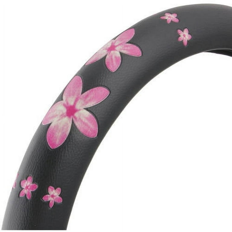 Retro Flower Daisy Steering Wheel Cover w/ Grip Liner Fits 14 14.5 15  Pink